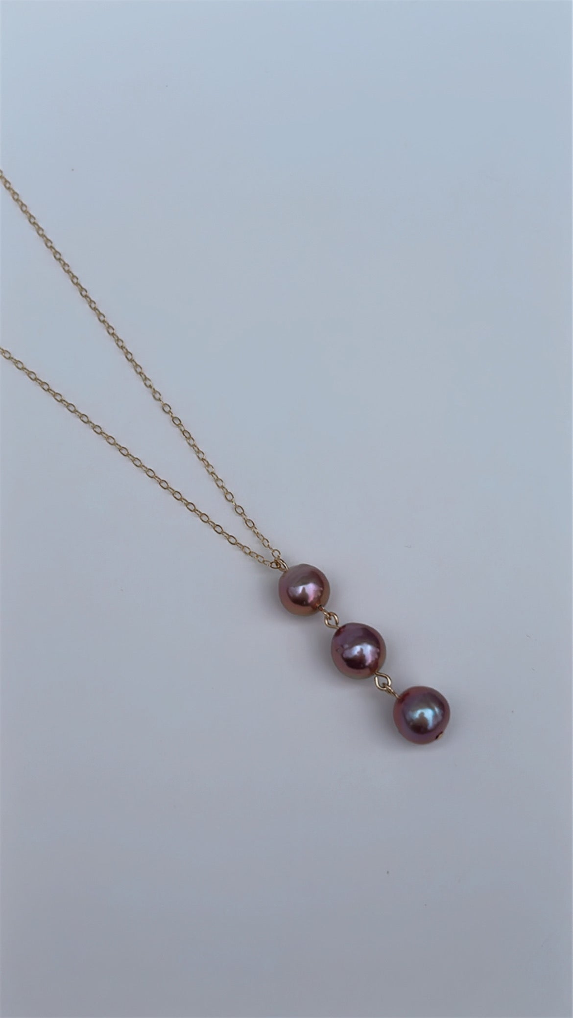Coastal Trio Necklace (Lavender Edison Pearls)