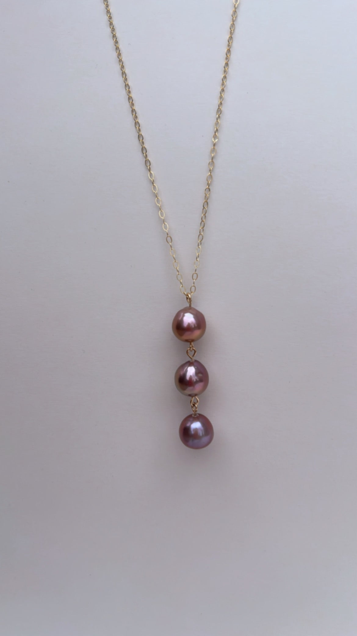 Coastal Trio Necklace (Lavender Edison Pearls)
