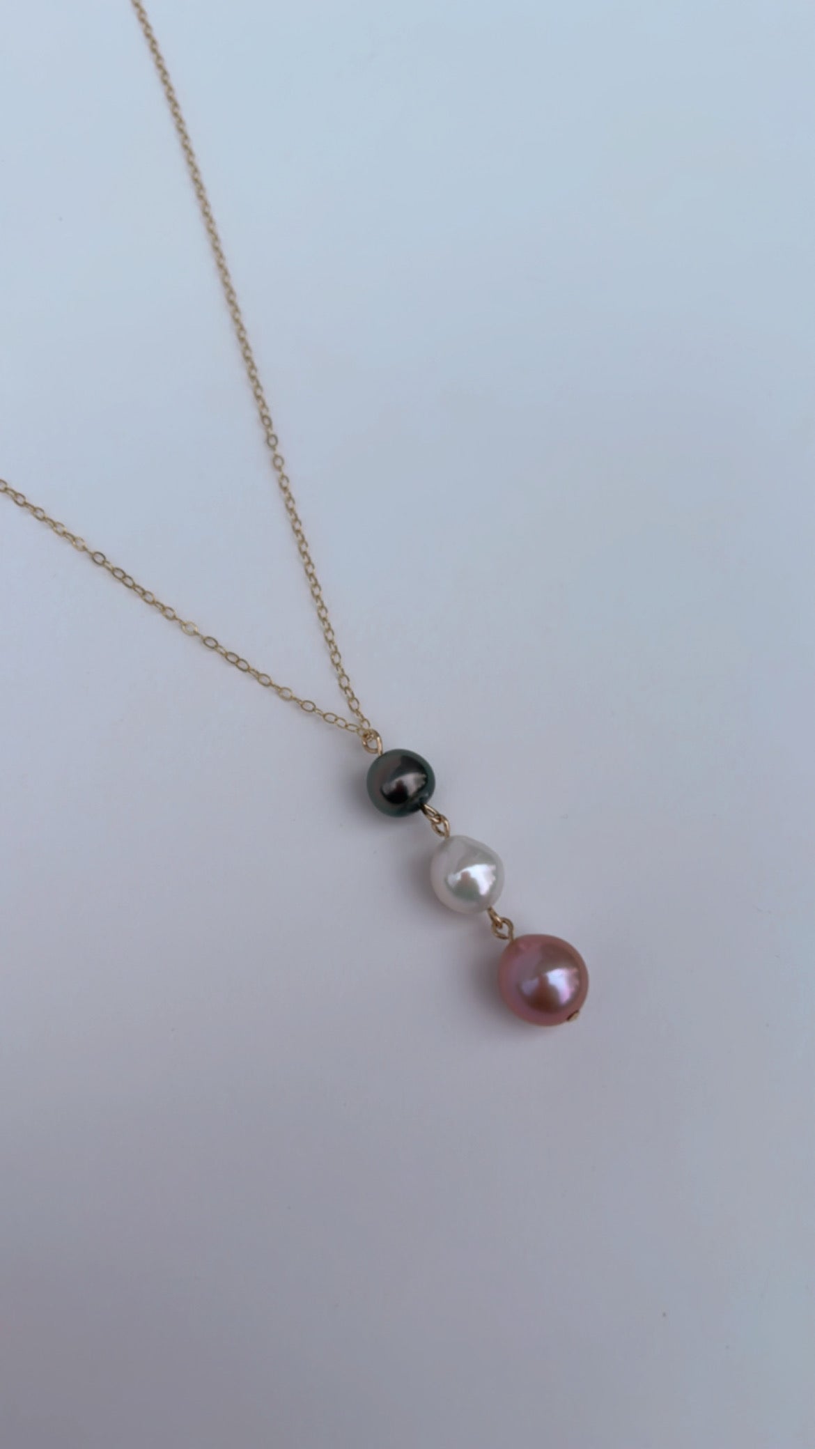 Coastal Trio Necklace (Multi Color Pearls)