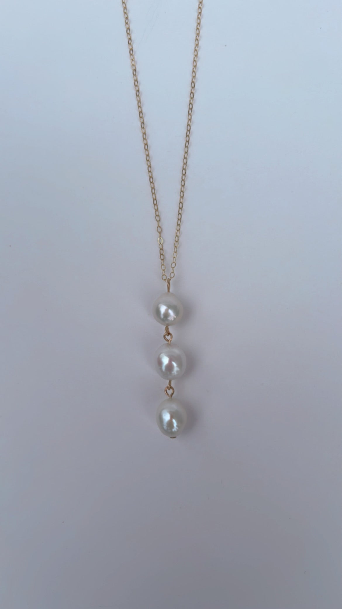 Coastal Trio Necklace (White Freshwater Pearls)