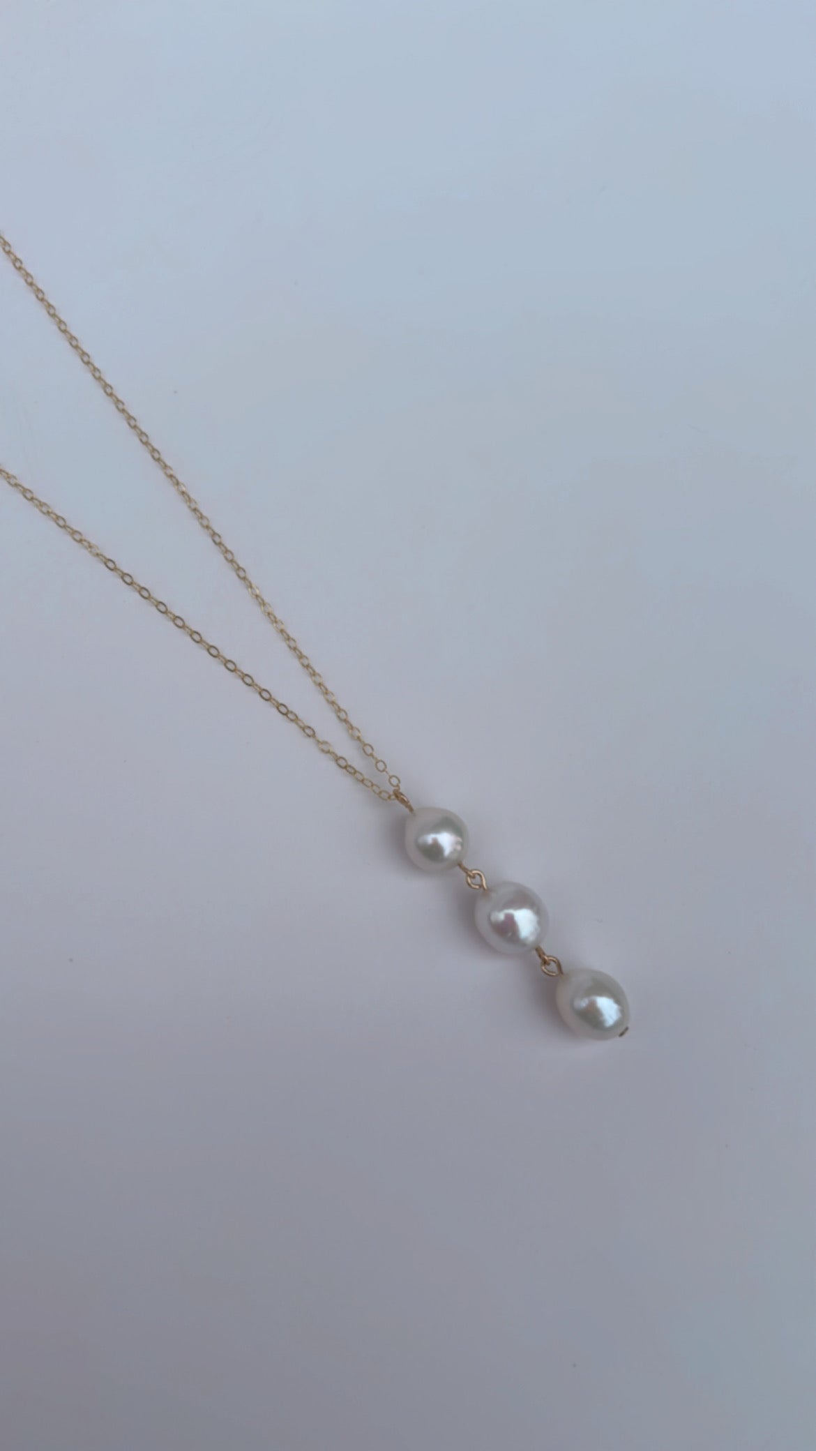 Coastal Trio Necklace (White Freshwater Pearls)