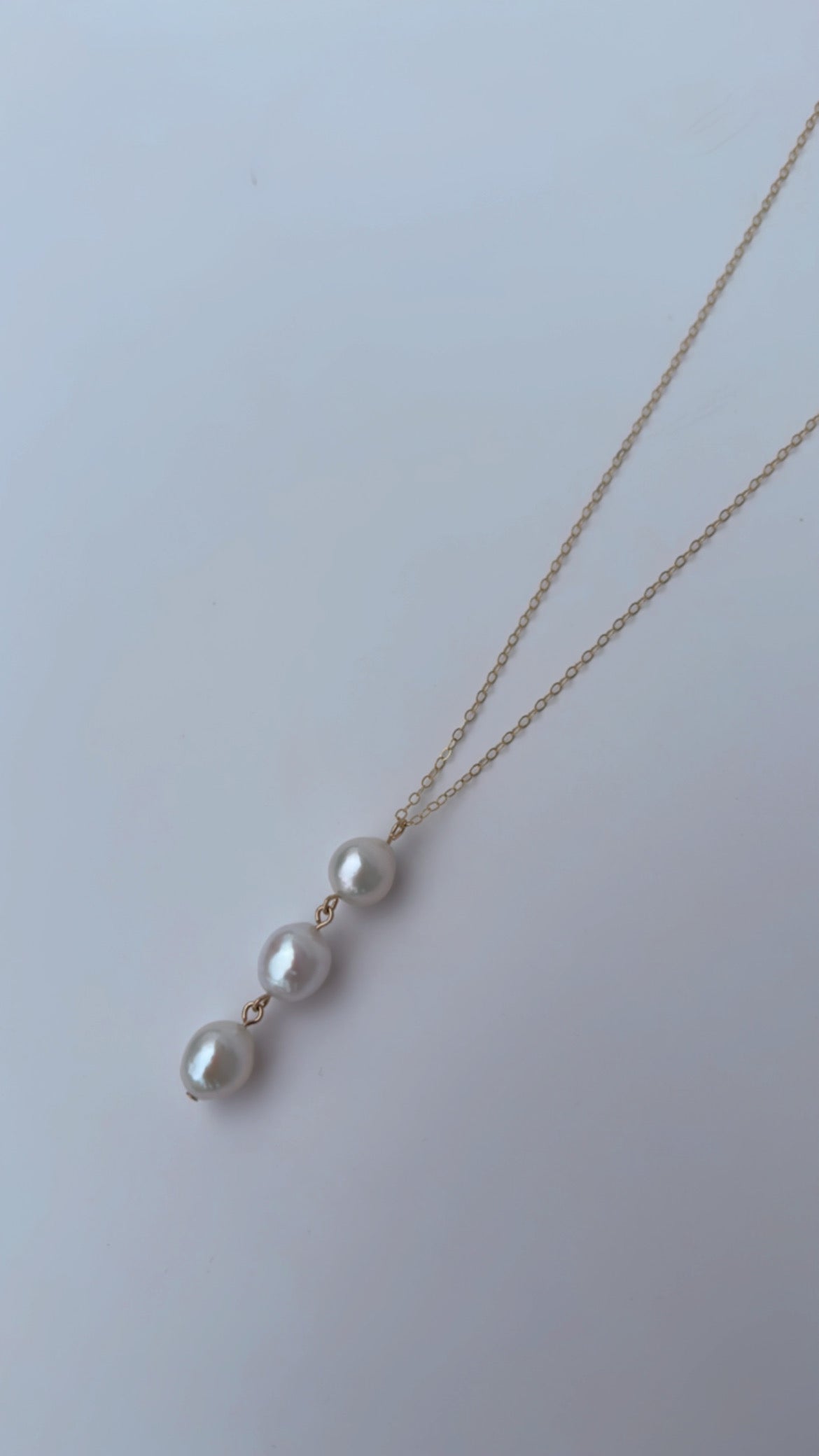 Coastal Trio Necklace (White Freshwater Pearls)