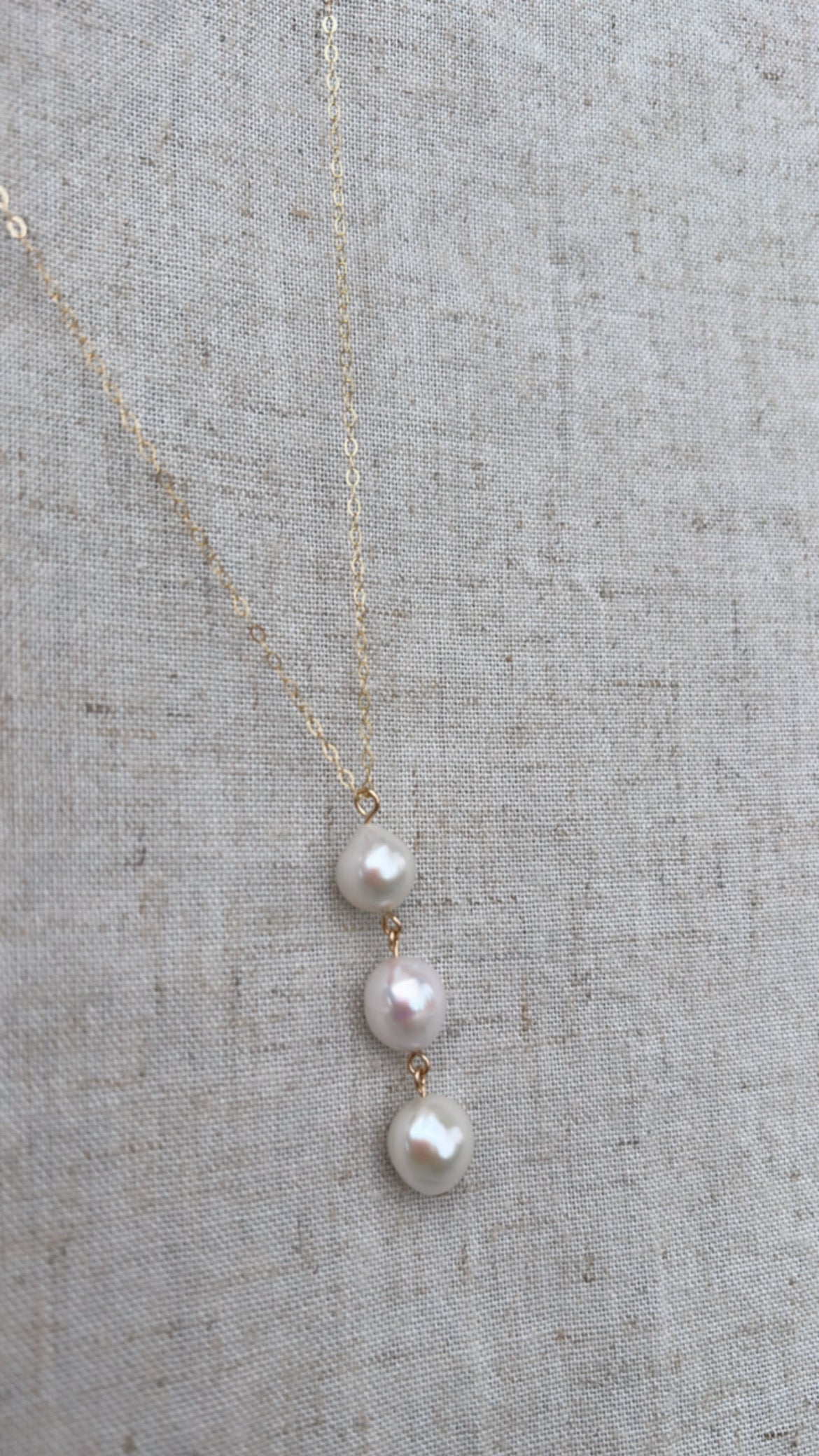 Coastal Trio Necklace (White Freshwater Pearls)
