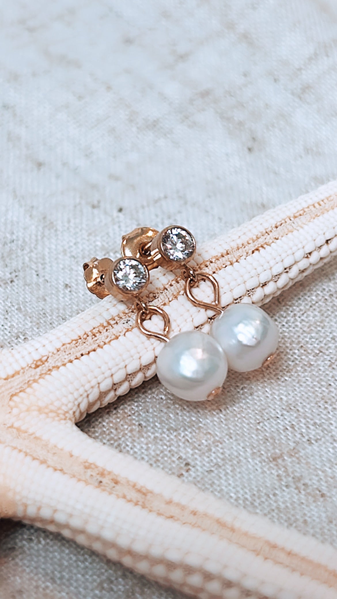Pearl Earrings With Bezel Set Cz