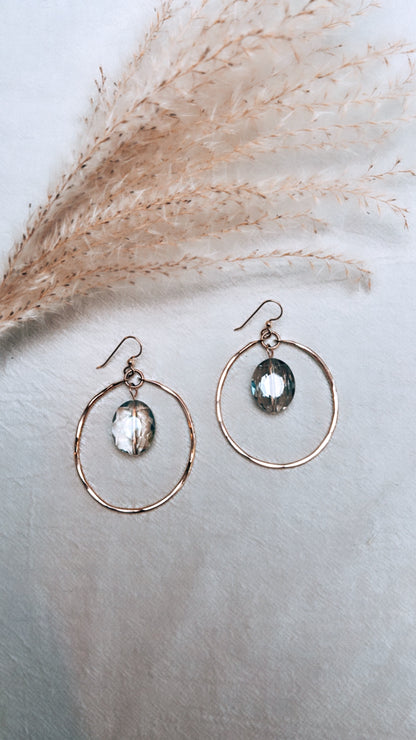 Faceted Crystal Oval Earrings