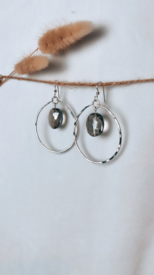 Faceted Crystal Oval Earrings