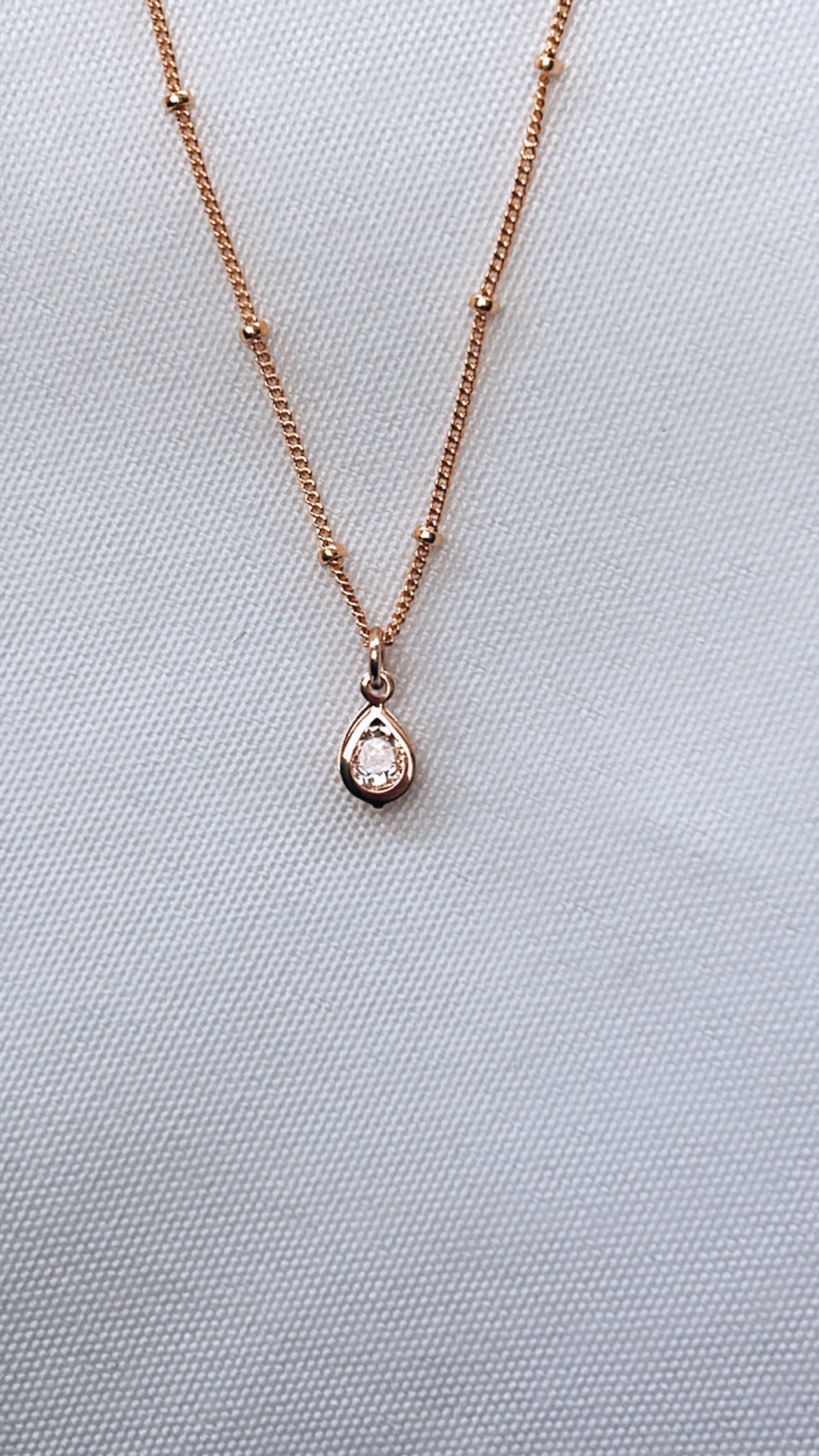 Tear Drop Bezel Set Cz Necklace