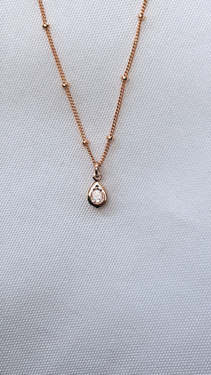 Tear Drop Bezel Set Cz Necklace