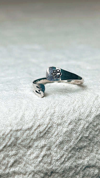 Paw And Initial Ring