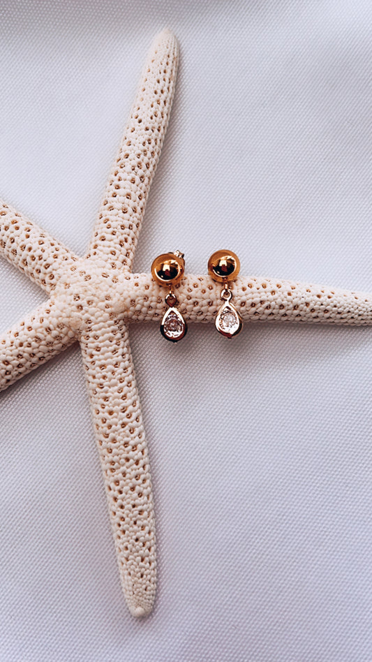 Pear Shaped Bezel Set Cz Earrings