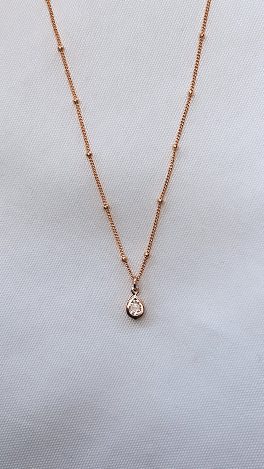 Tear Drop Bezel Set Cz Necklace