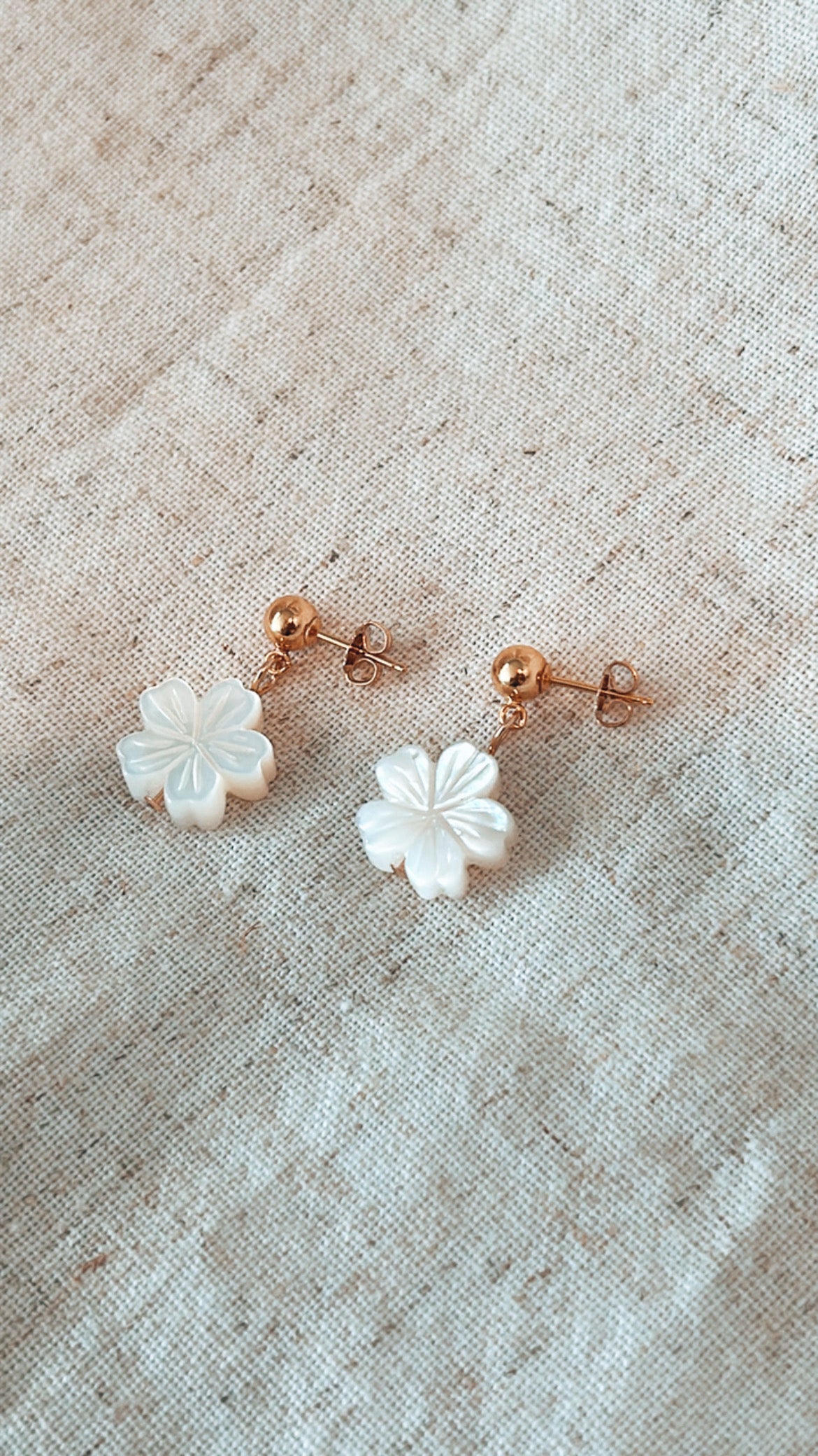 Mother Of Pearl Hibiscus Earrings