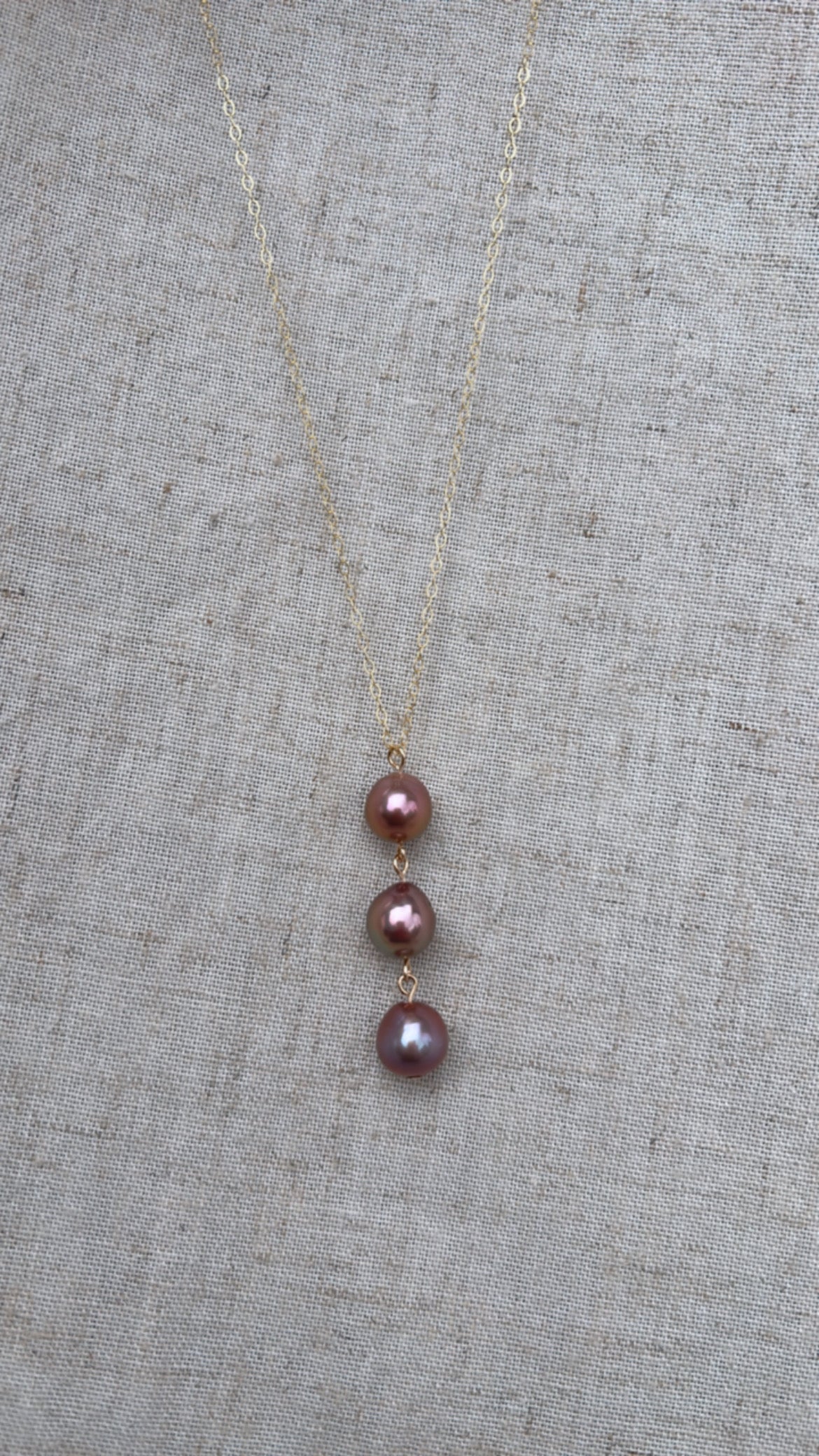 Coastal Trio Necklace (Lavender Edison Pearls)
