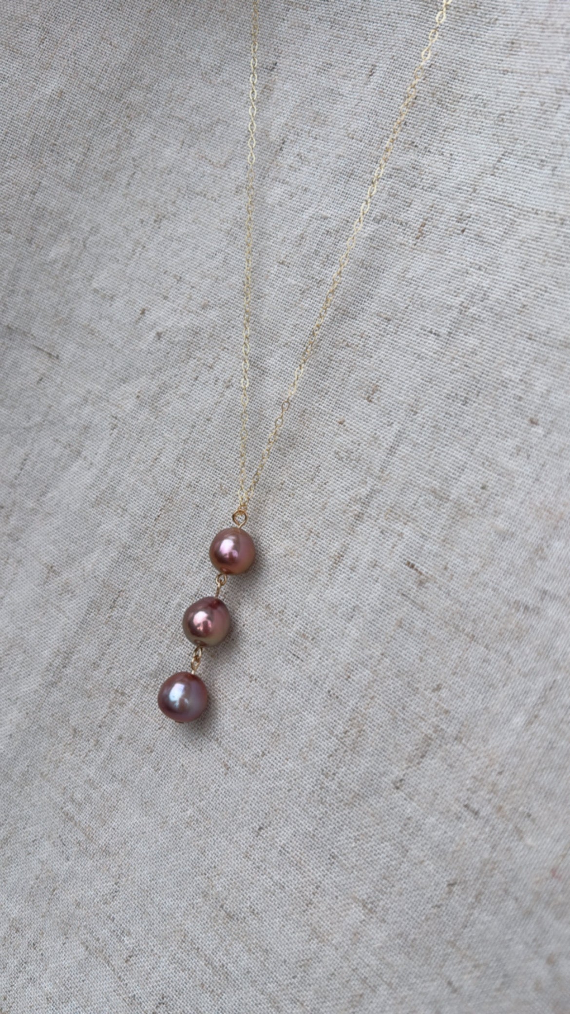 Coastal Trio Necklace (Lavender Edison Pearls)
