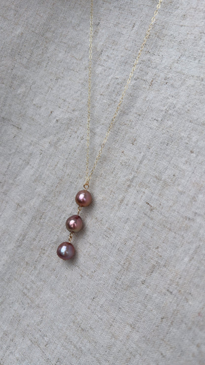 Coastal Trio Necklace (Lavender Edison Pearls)