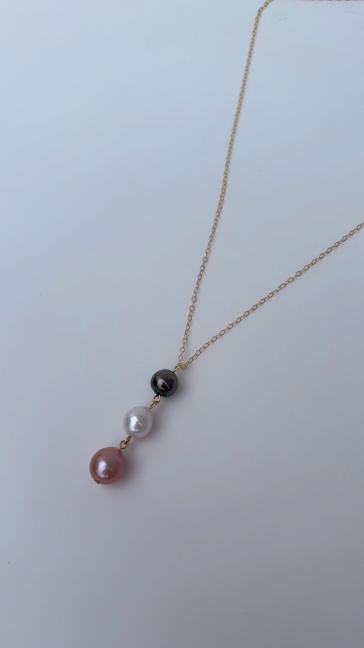 Coastal Trio Necklace (Multi Color Pearls)