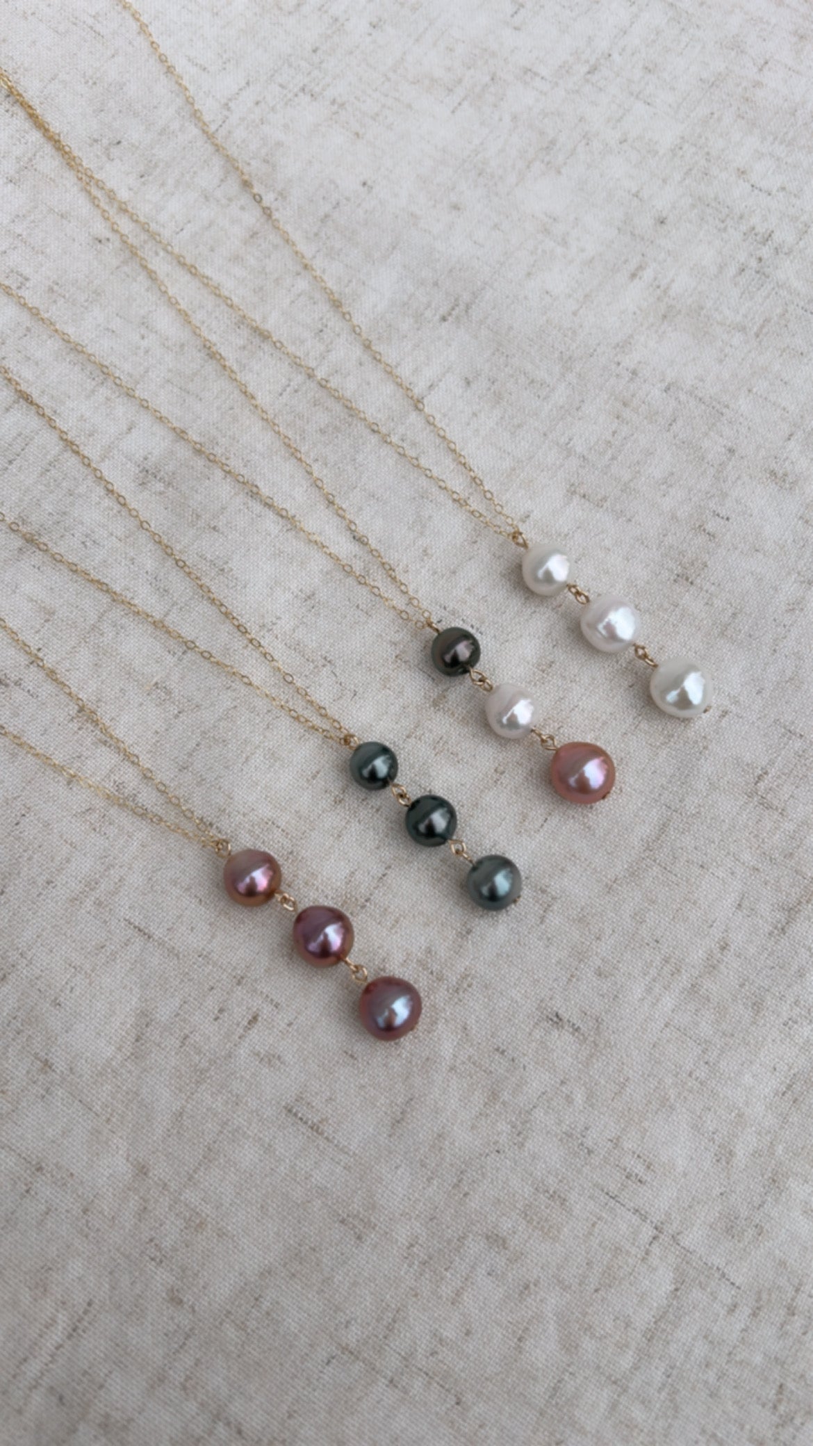 Coastal Trio Necklace (Lavender Edison Pearls)
