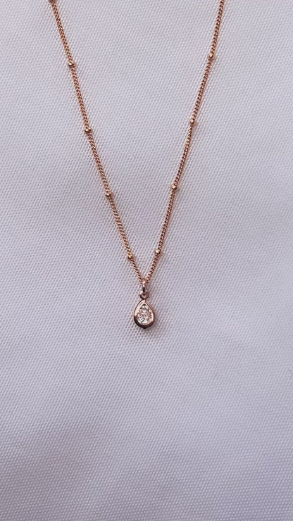 Tear Drop Bezel Set Cz Necklace