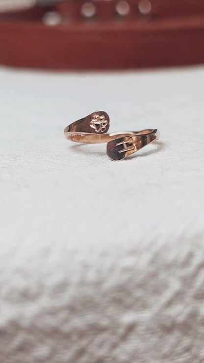 Paw And Initial Ring