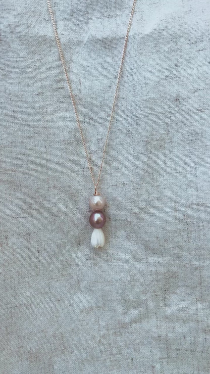 Mother Of Pearl Pikake and Edison Pearls Necklace