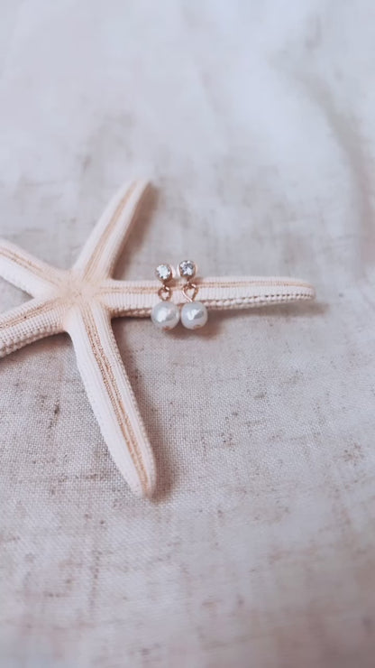 Pearl Earrings With Bezel Set Cz